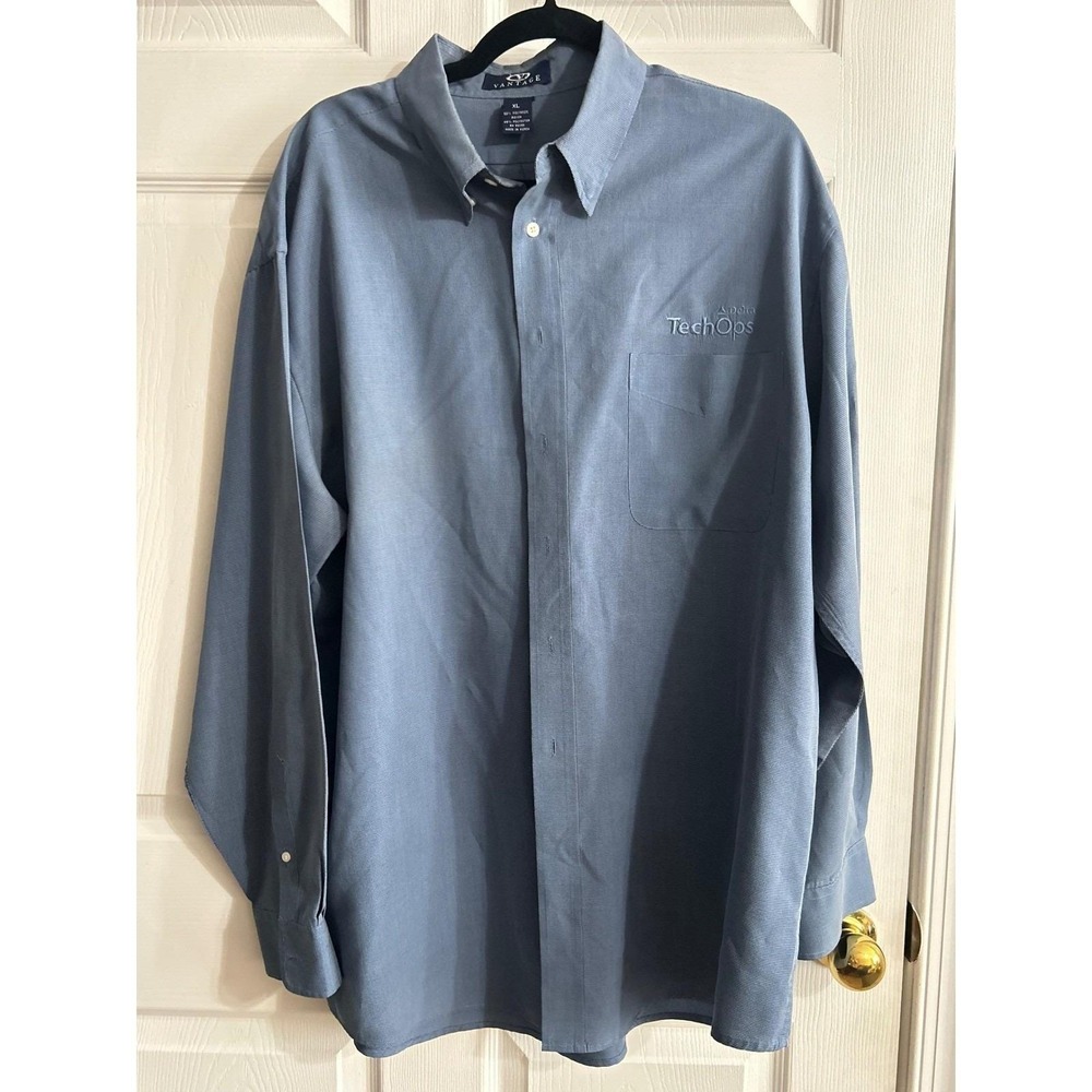 Vantage Button Down‎ Shirt Mens XL Blue Delta TechOps Workwear 1815